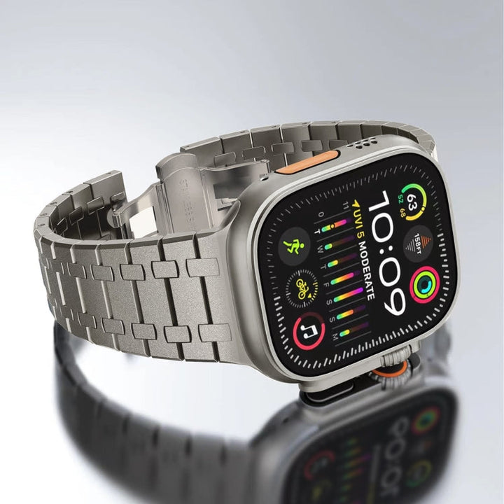 CALORA_ Roestvrijstalen Knipperende Dubbele Kettingband Voor Apple Watch