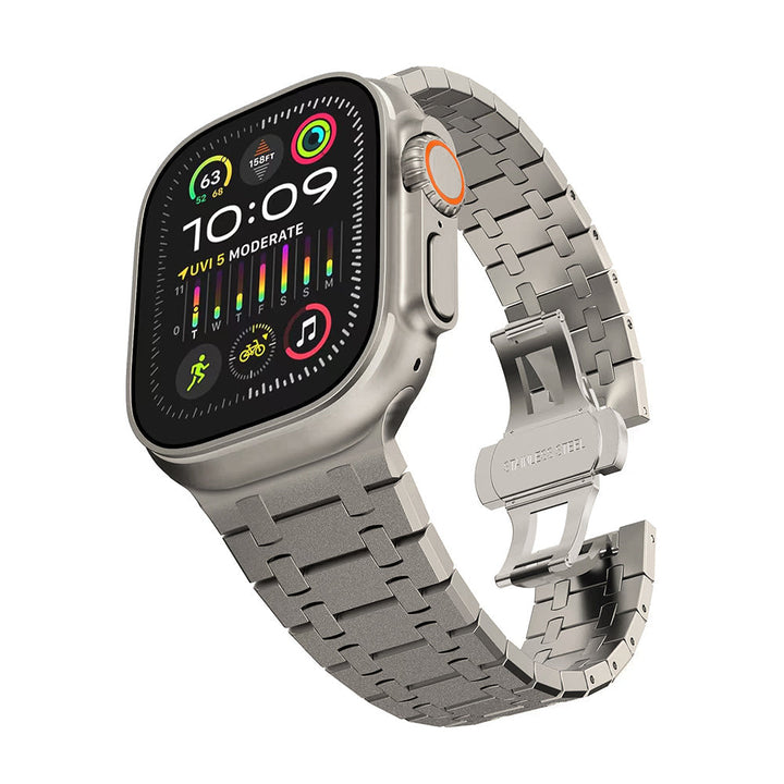 CALORA_ Roestvrijstalen Knipperende Dubbele Kettingband Voor Apple Watch