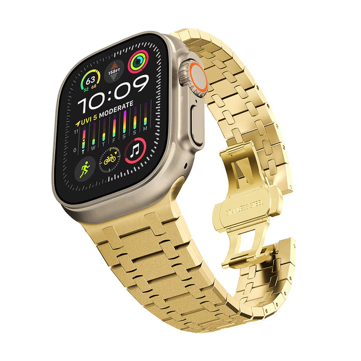 CALORA_ Roestvrijstalen Knipperende Dubbele Kettingband Voor Apple Watch