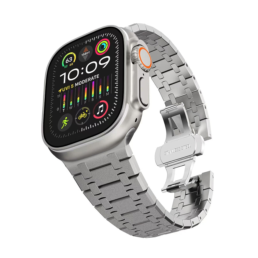 CALORA_ Roestvrijstalen Knipperende Dubbele Kettingband Voor Apple Watch