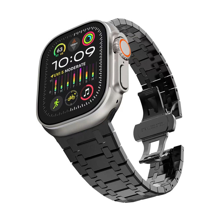 CALORA_ Roestvrijstalen Knipperende Dubbele Kettingband Voor Apple Watch