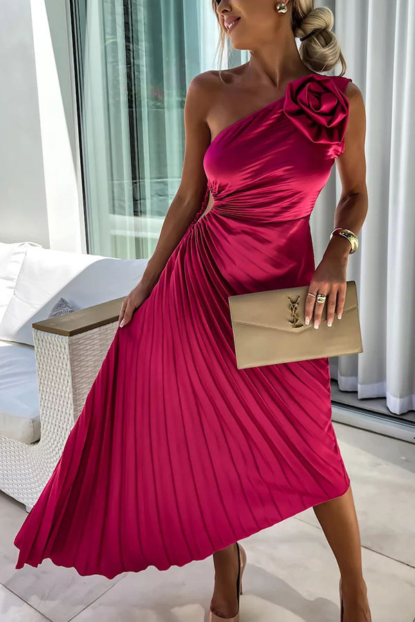CALORA_ Romantische Bloemenjurk Met One Shoulder En Elegant