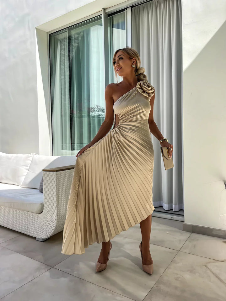 CALORA_ Romantische Bloemenjurk Met One Shoulder En Elegant