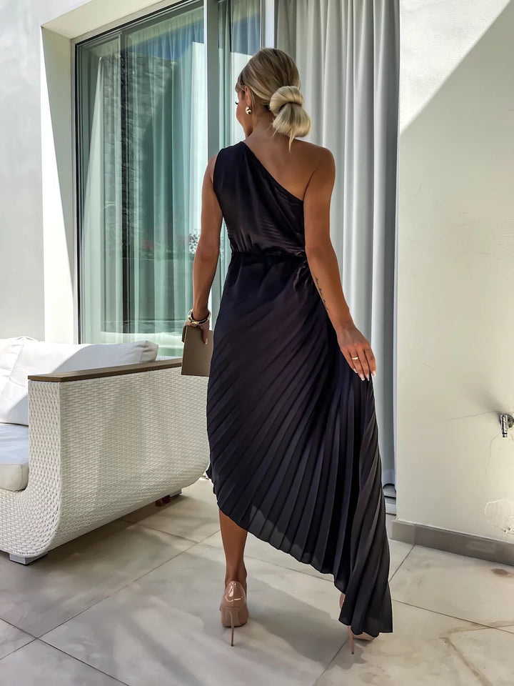 CALORA_ Romantische Bloemenjurk Met One Shoulder En Elegant