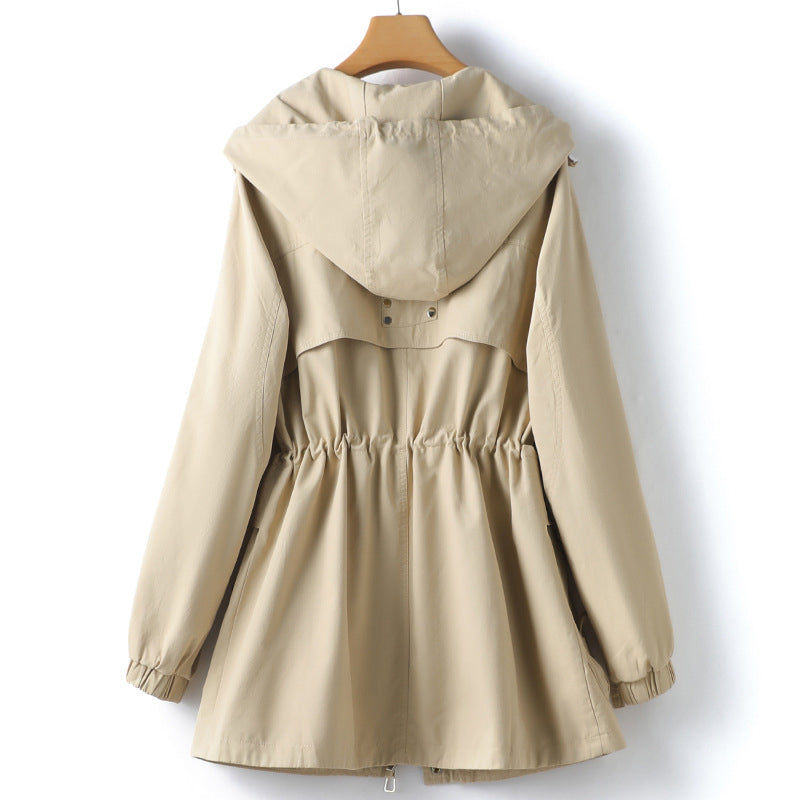 CALORA_ Dames Herfst Trenchcoat met Capuchon en Trekkoord voor Comfort