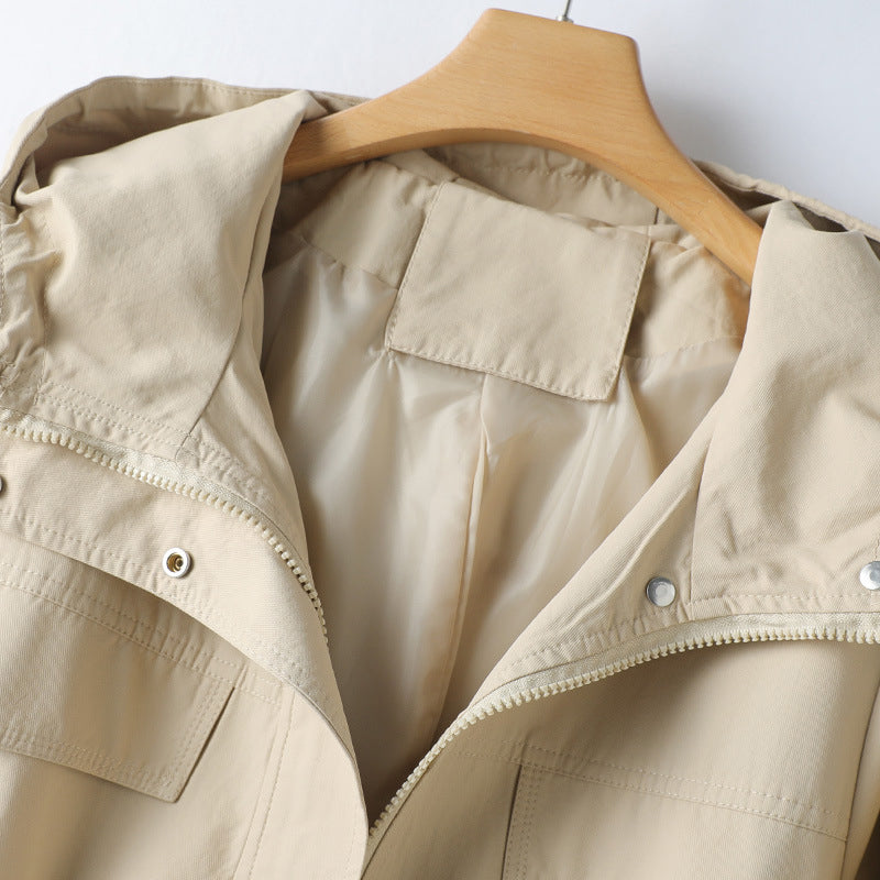 CALORA_ Dames Herfst Trenchcoat met Capuchon en Trekkoord voor Comfort