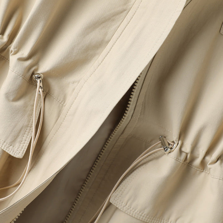 CALORA_ Dames Herfst Trenchcoat met Capuchon en Trekkoord voor Comfort
