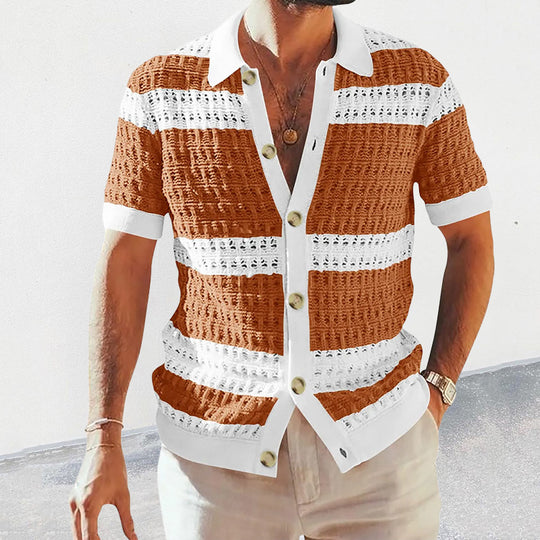 CALORA_ Salvar | Gebreide casual Overhemd