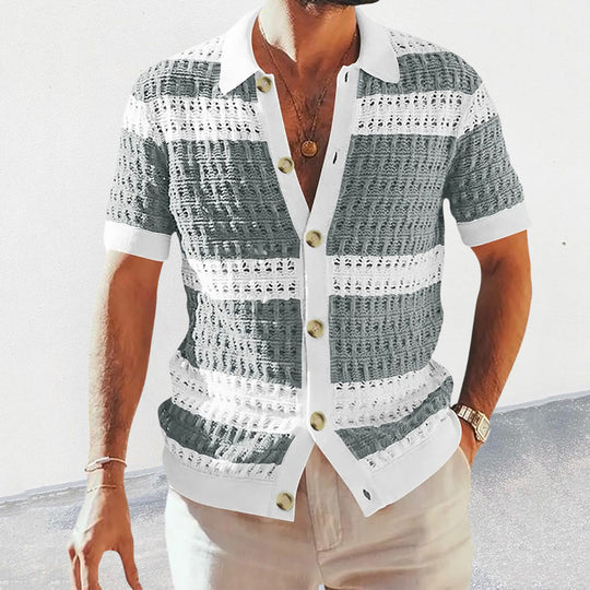 CALORA_ Salvar | Gebreide casual Overhemd