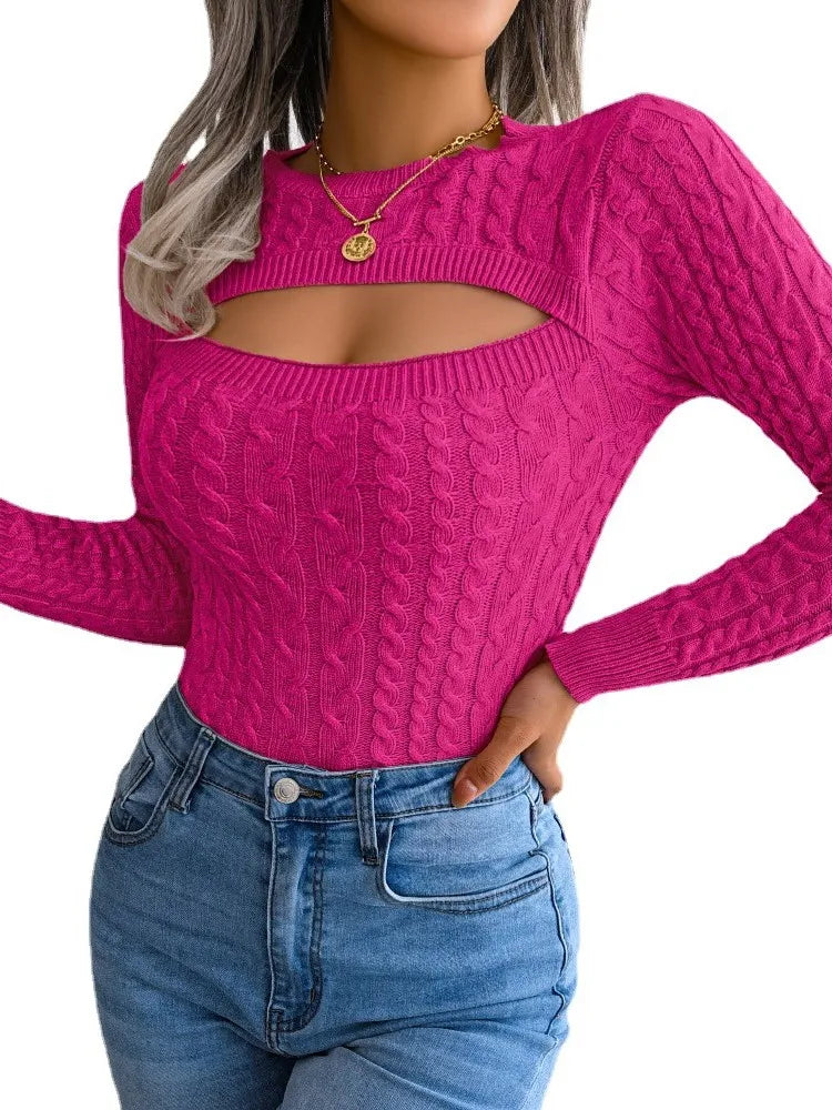 CALORA_ Sexy holle twist trui met lange mouwen voor dames, herfst/winter
