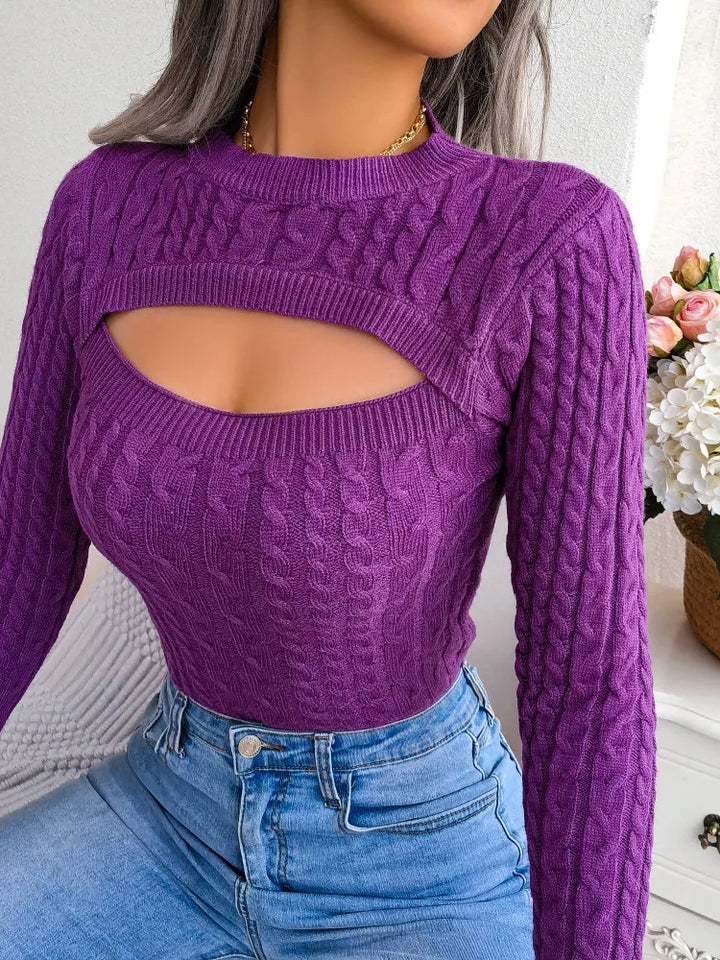 CALORA_ Sexy holle twist trui met lange mouwen voor dames, herfst/winter