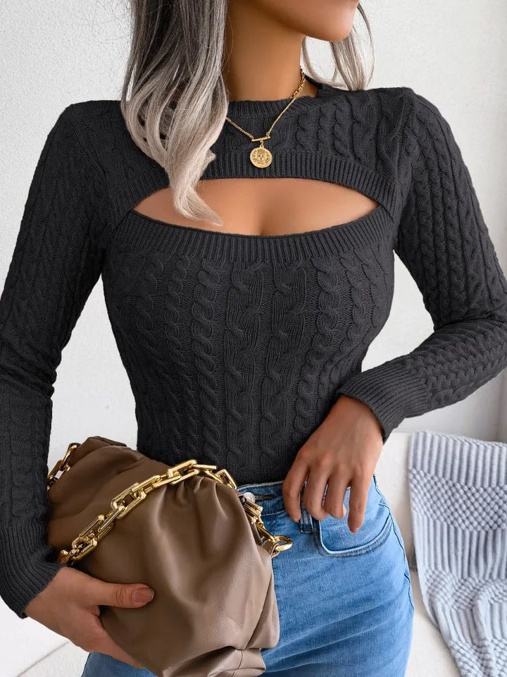 CALORA_ Sexy holle twist trui met lange mouwen voor dames, herfst/winter