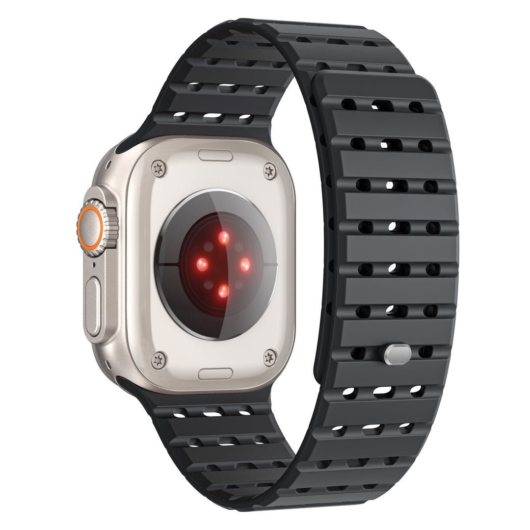 CALORA_ Siliconen Band Pro voor Apple Watch met Dubbel Sluitsysteem