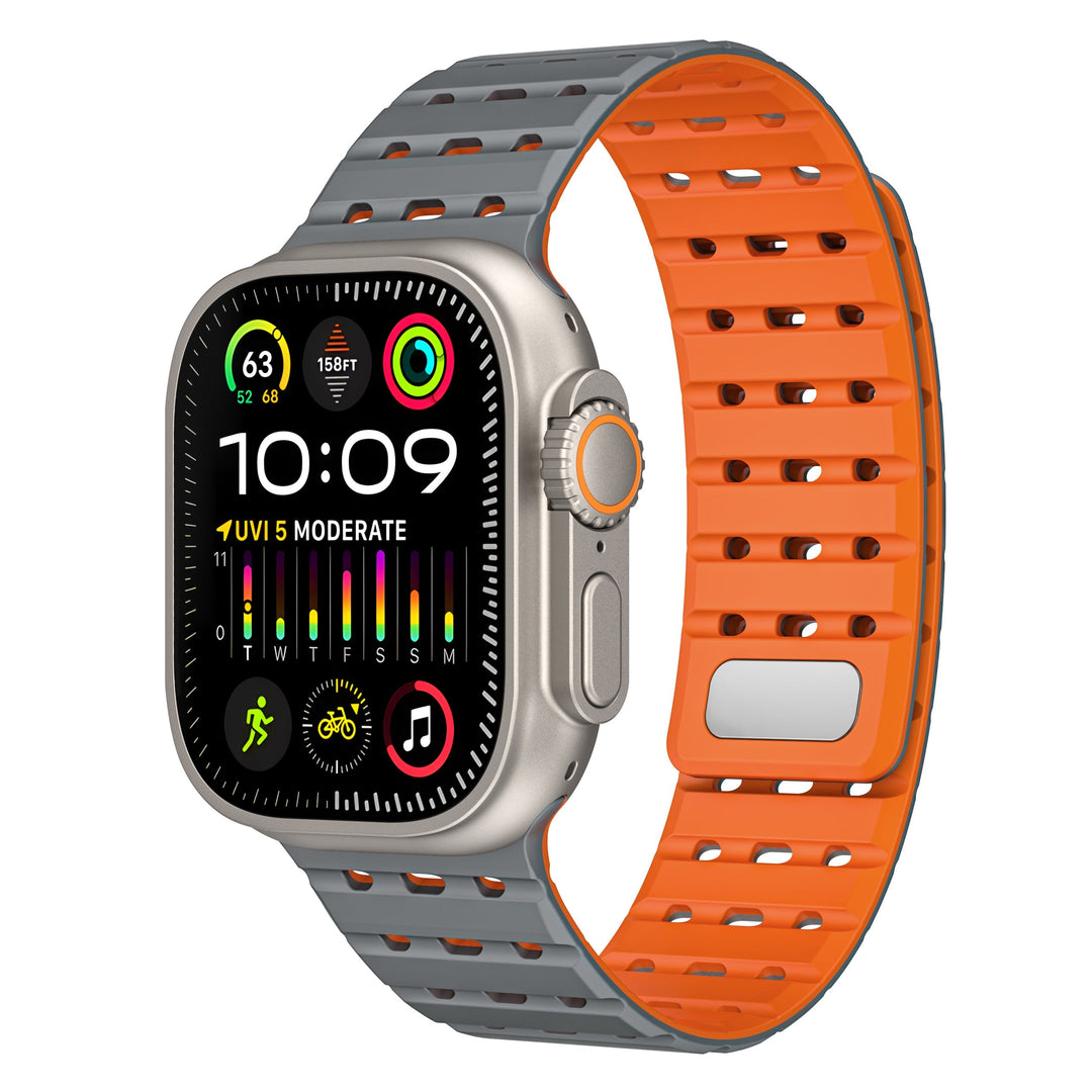 CALORA_ Siliconen Band Pro voor Apple Watch met Dubbel Sluitsysteem