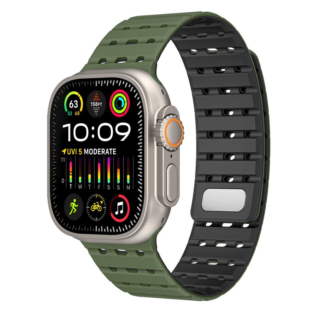 CALORA_ Siliconen Band Pro voor Apple Watch met Dubbel Sluitsysteem