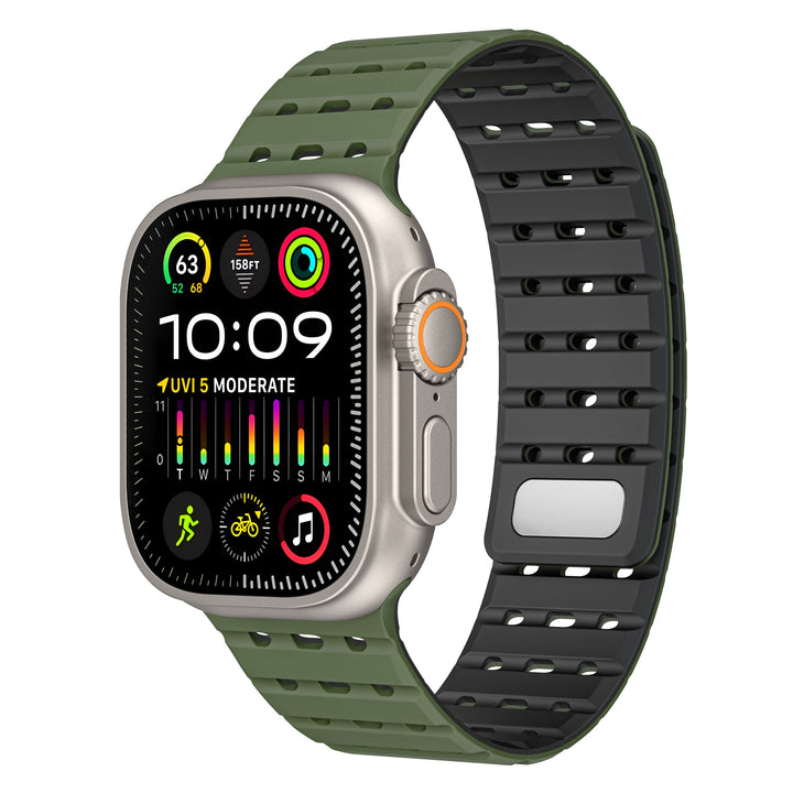 CALORA_ Siliconen Band Pro voor Apple Watch met Dubbel Sluitsysteem