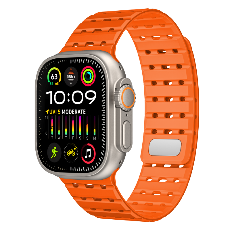 CALORA_ Siliconen Band Pro voor Apple Watch met Dubbel Sluitsysteem
