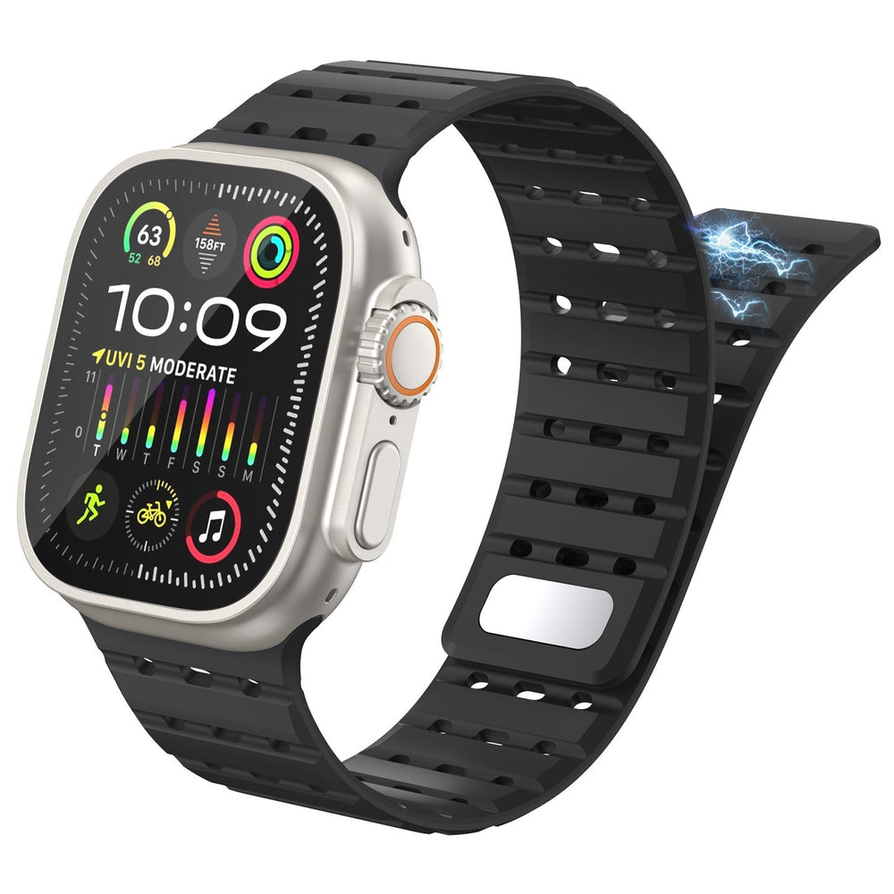 CALORA_ Siliconen Band Pro voor Apple Watch met Dubbel Sluitsysteem