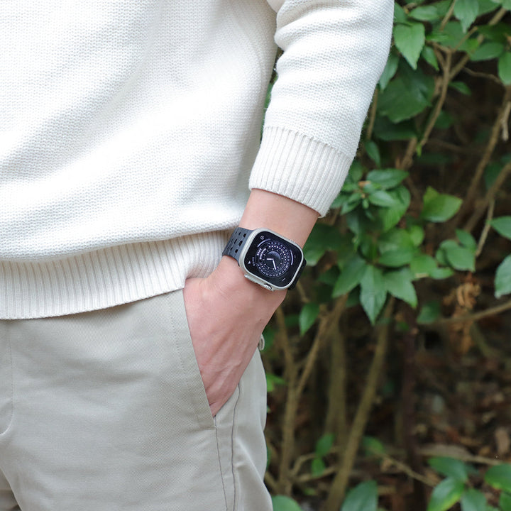 CALORA_ Siliconen Band Pro voor Apple Watch met Dubbel Sluitsysteem