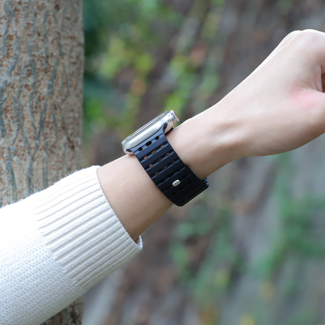 CALORA_ Siliconen Band Pro voor Apple Watch met Dubbel Sluitsysteem