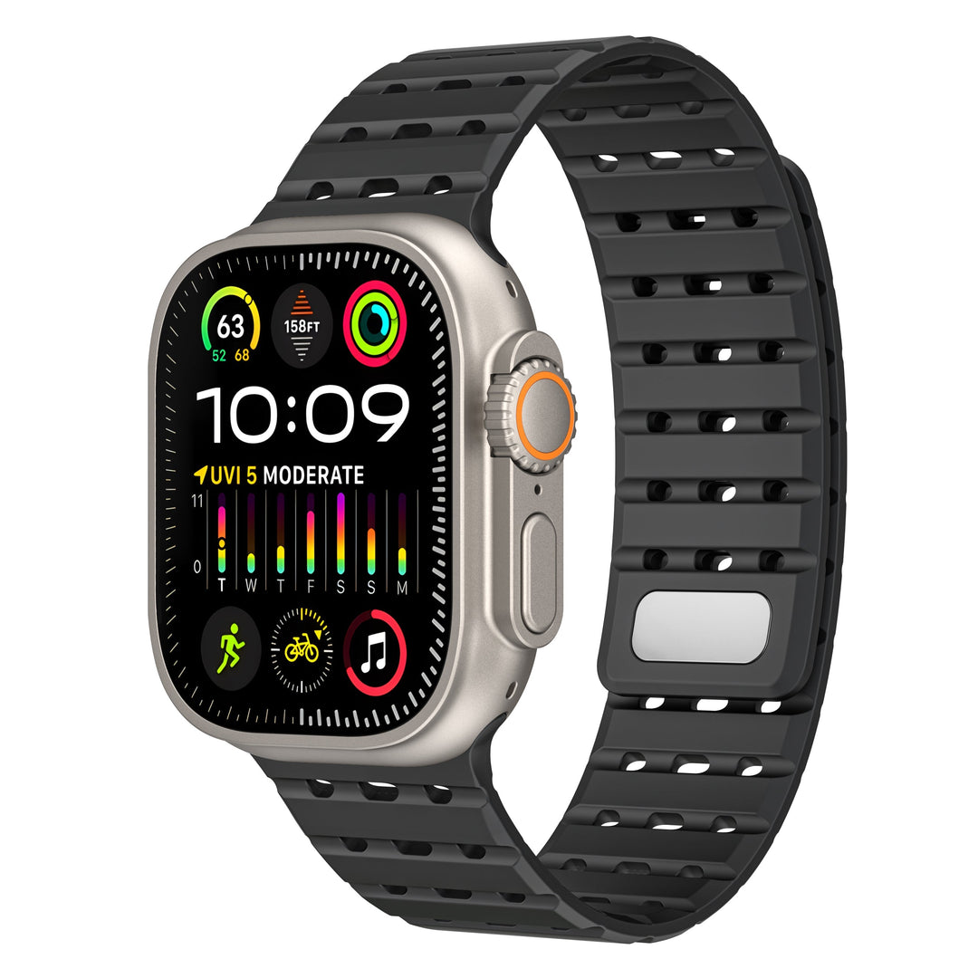 CALORA_ Siliconen Band Pro voor Apple Watch met Dubbel Sluitsysteem