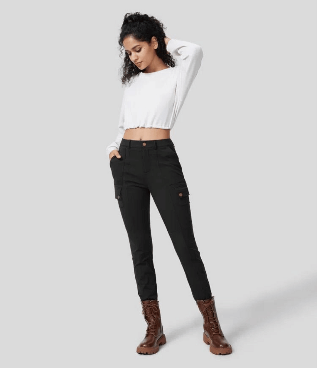 CALORA_ Skinny Cargobroek met Zakken