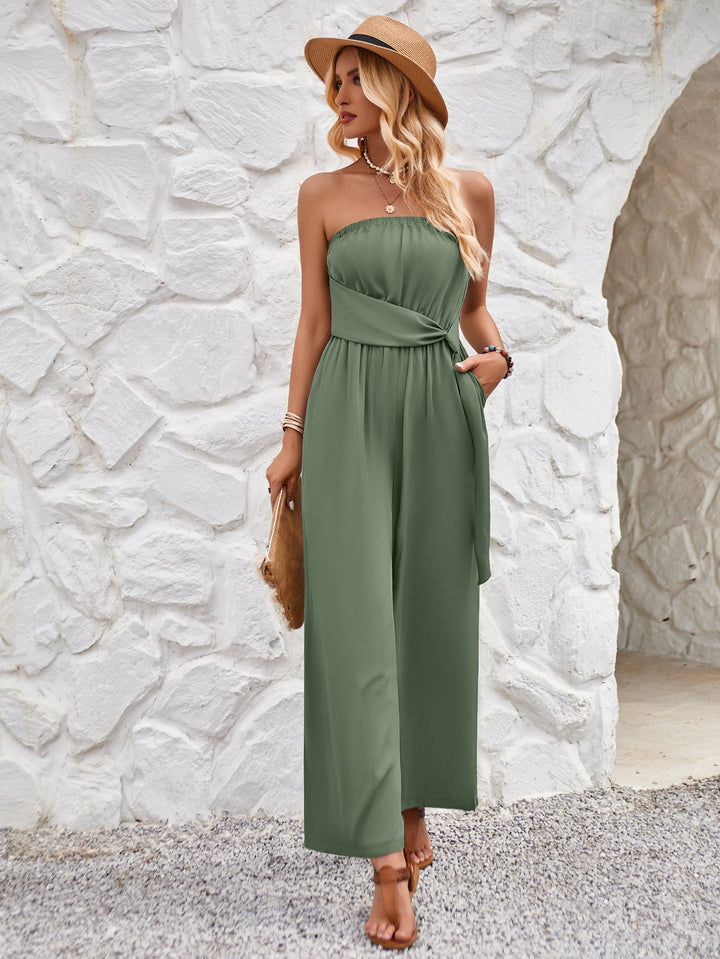 CALORA_ Slim Fit Effen Kleur Tube Top Jumpsuit