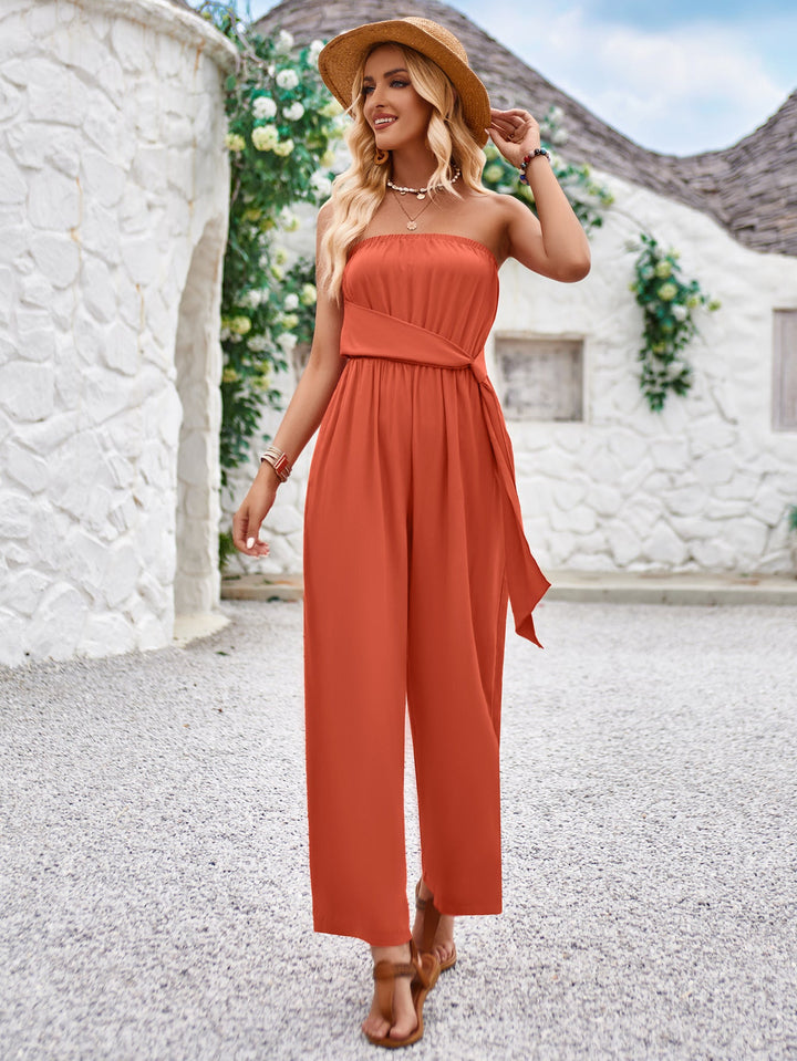 CALORA_ Slim Fit Effen Kleur Tube Top Jumpsuit
