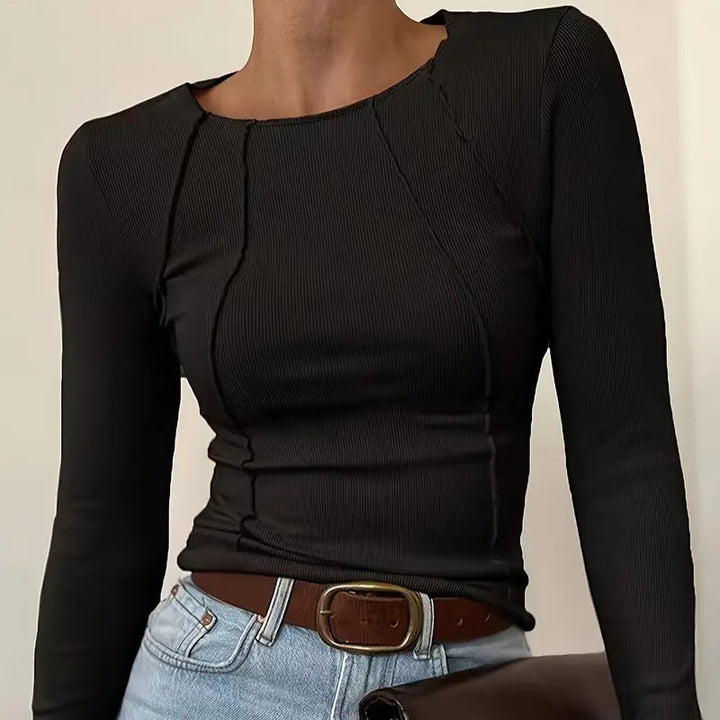 CALORA_ Slim Fit Gebreide Top met Textuur en Flatterende Pasvorm