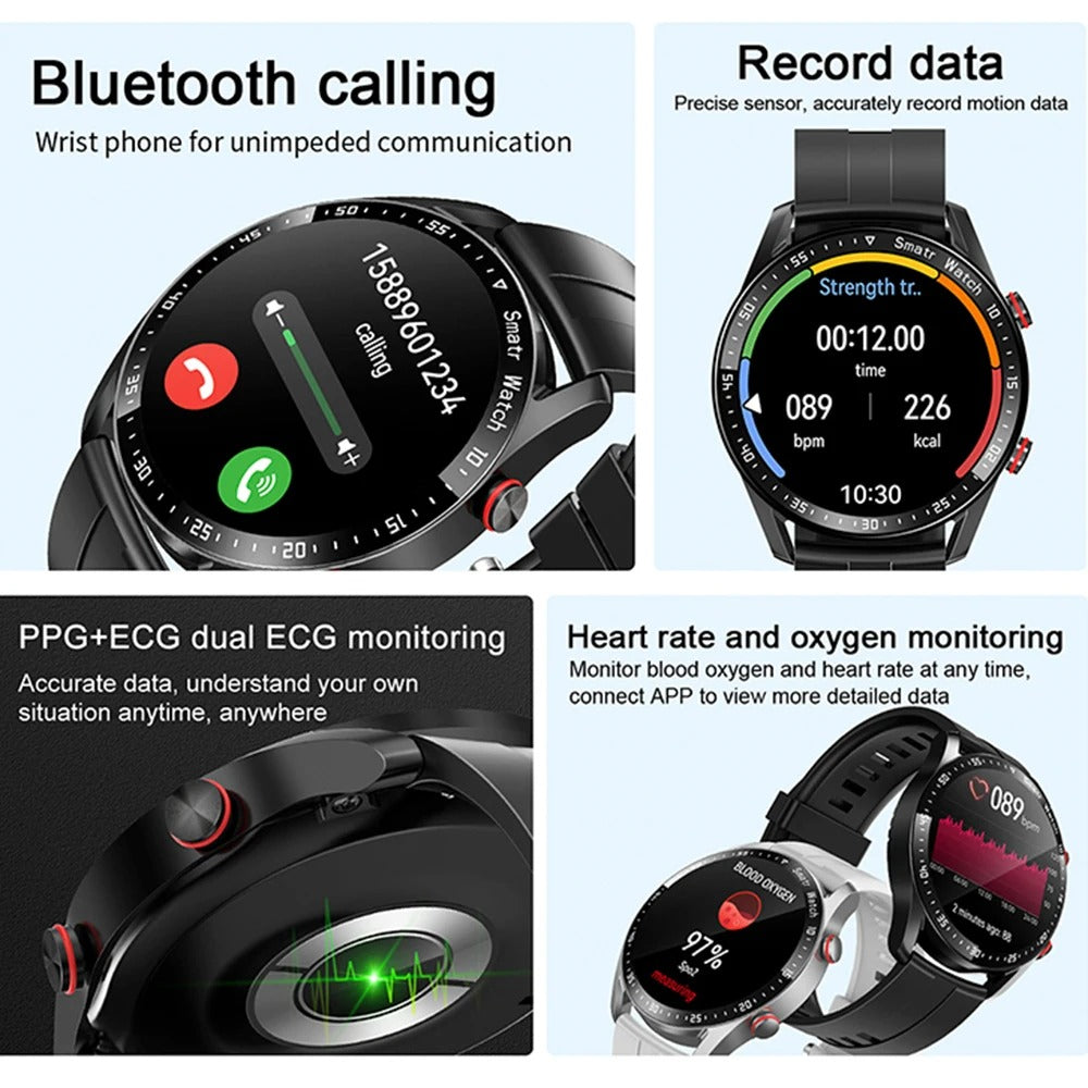 CALORA_ Smartpulse Herensmartwatch met Elegant Ontwerp en Bluetooth-Fitnesstracking