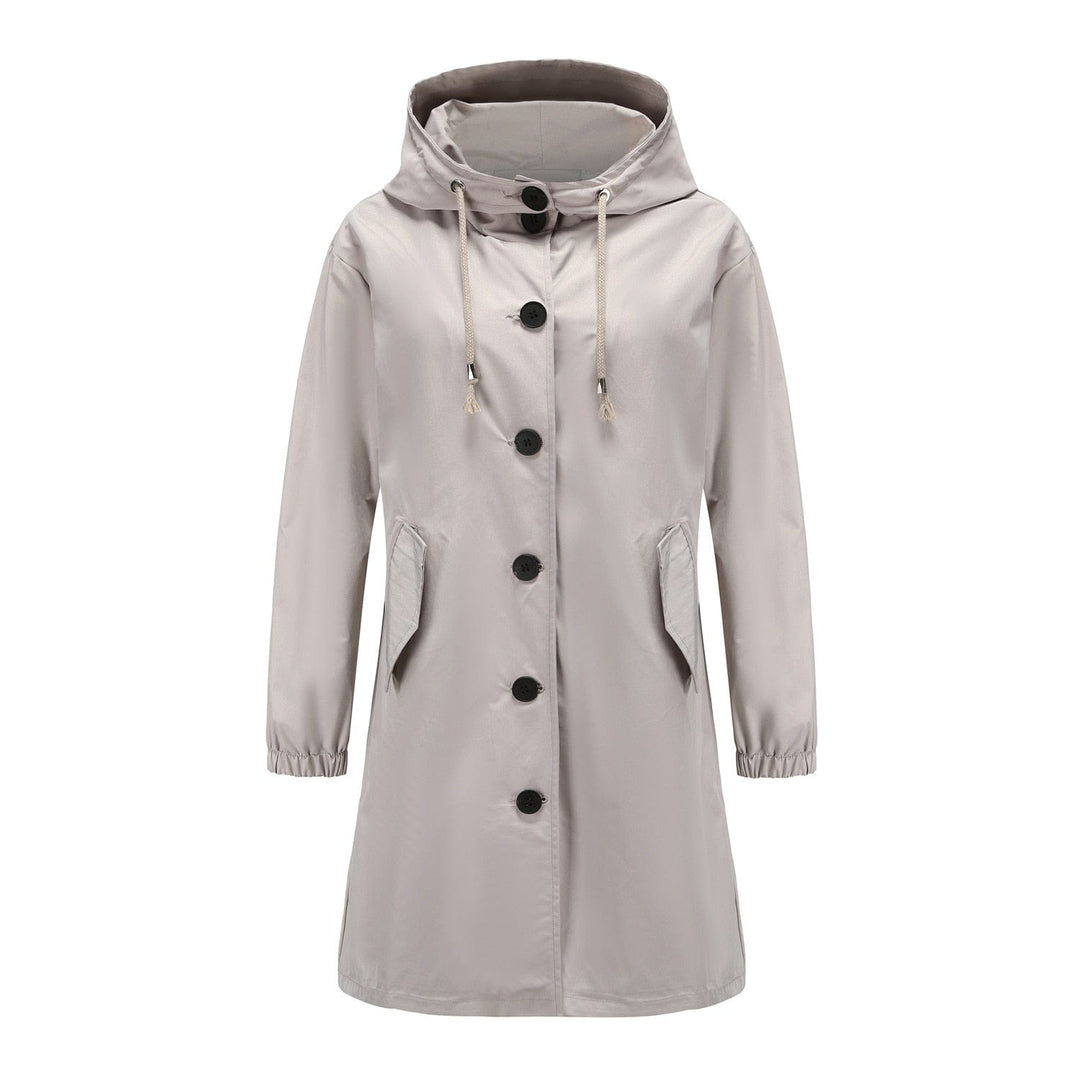CALORA_ Stella | Waterdichte Lange Trenchcoat met Capuchon
