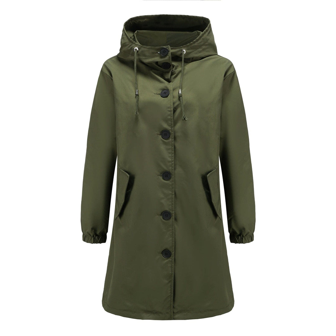 CALORA_ Stella | Waterdichte Lange Trenchcoat met Capuchon