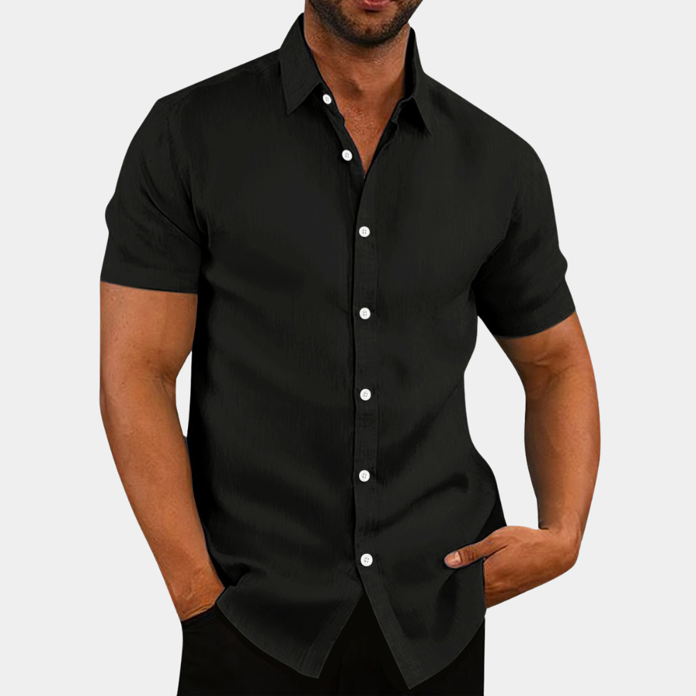 CALORA_ Stijlvol herenshirt met korte mouwen