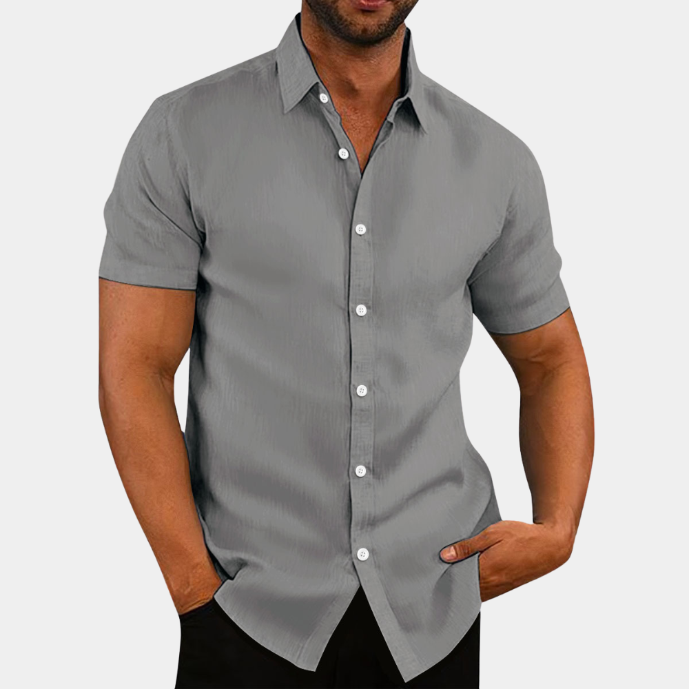 CALORA_ Stijlvol herenshirt met korte mouwen
