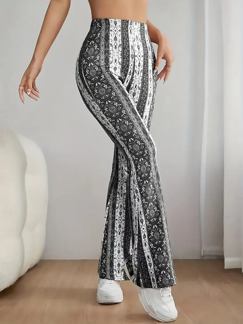 CALORA_ Stijlvolle Wijde Broek met print in losse stof