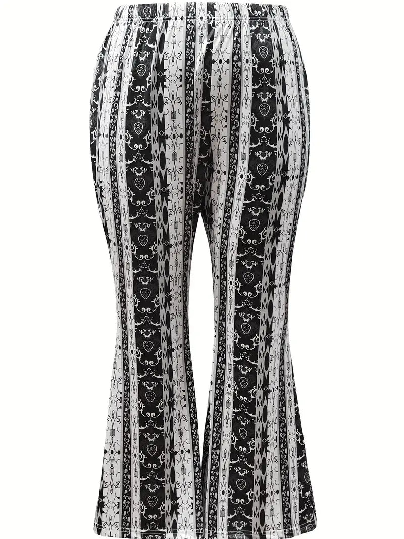 CALORA_ Stijlvolle Wijde Broek met print in losse stof