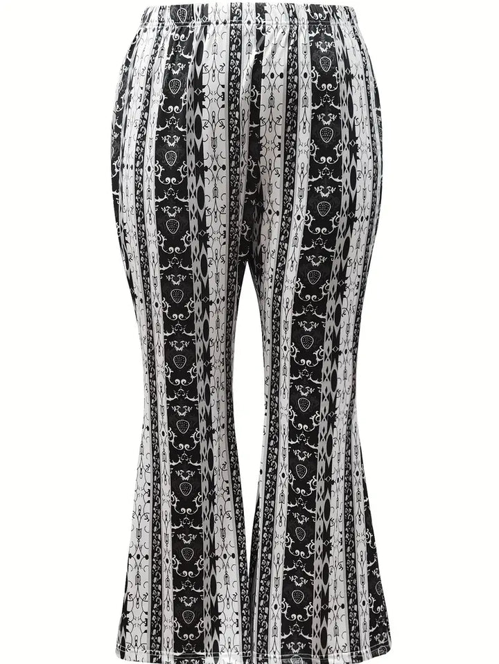 CALORA_ Stijlvolle Wijde Broek met print in losse stof