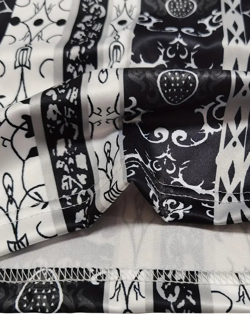 CALORA_ Stijlvolle Wijde Broek met print in losse stof