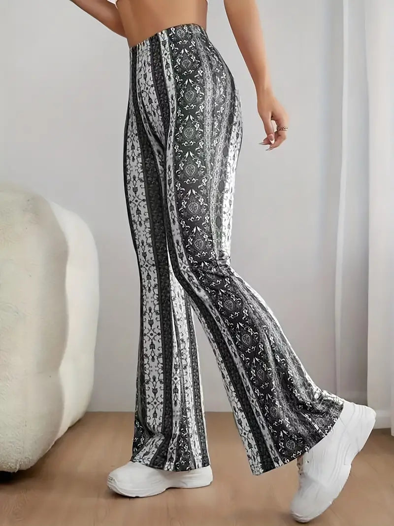 CALORA_ Stijlvolle Wijde Broek met print in losse stof