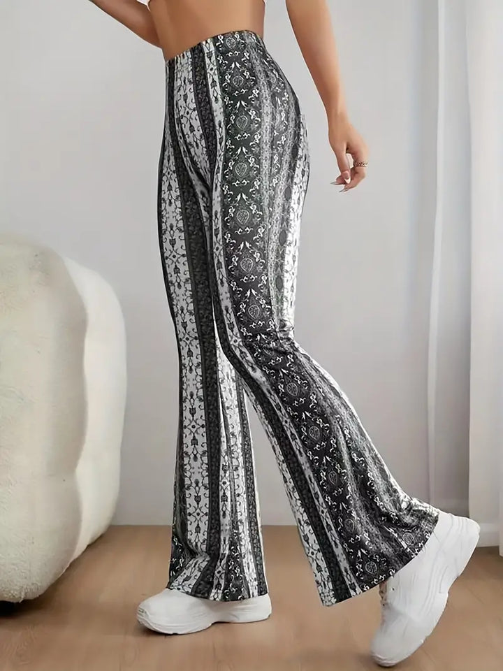 CALORA_ Stijlvolle Wijde Broek met print in losse stof