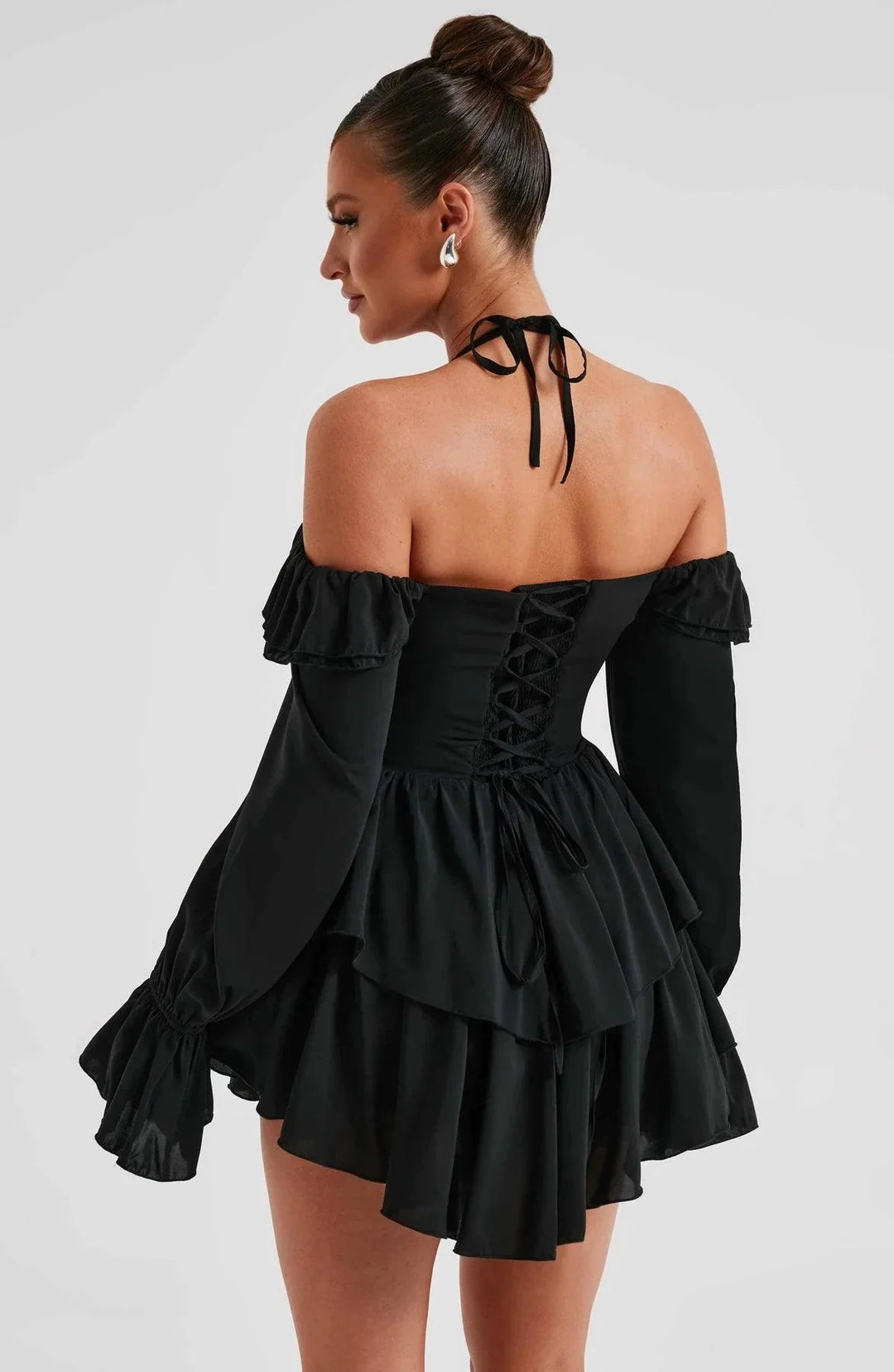 CALORA_ Stijlvolle en Comfortabele Mini Jurk met Ruches