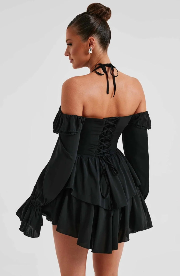 CALORA_ Stijlvolle en Comfortabele Mini Jurk met Ruches