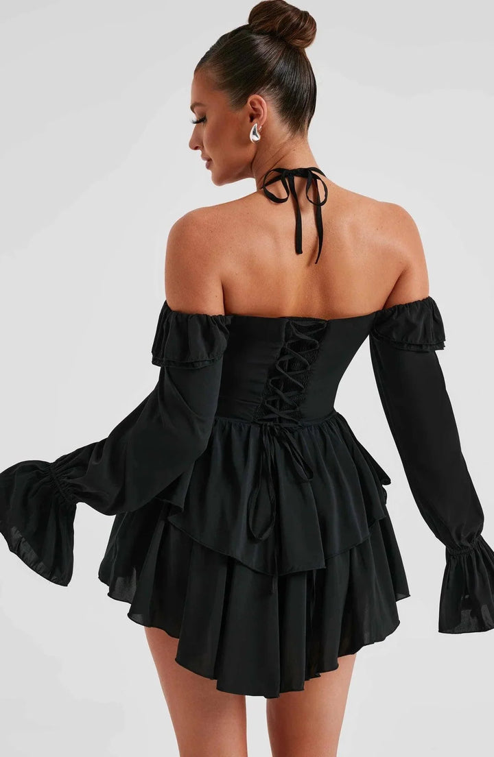 CALORA_ Stijlvolle en Comfortabele Mini Jurk met Ruches