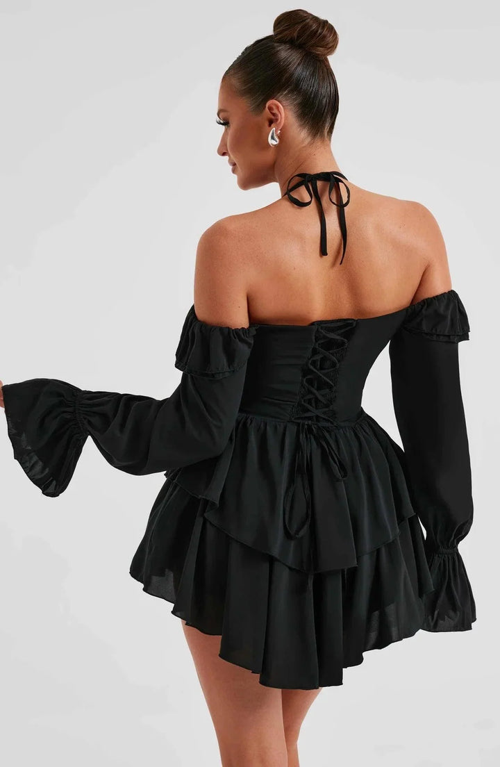CALORA_ Stijlvolle en Comfortabele Mini Jurk met Ruches