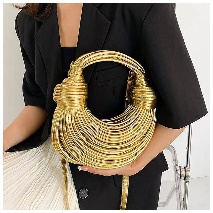 CALORA_ Stylische Dameshandtas van Vegan Leer met Goudkleurige Details