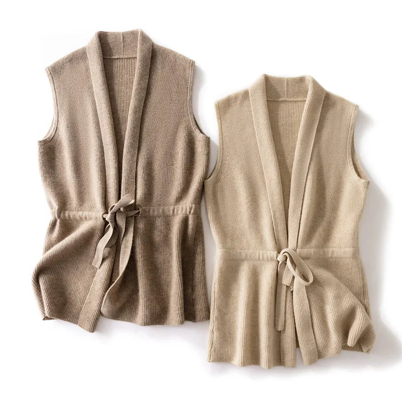 CALORA_ Temperament 100% Merinowol V-hals Vest voor Dames