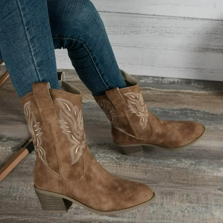 CALORA_ Texas | Enkelhoge Cowboy Laarzen Dames