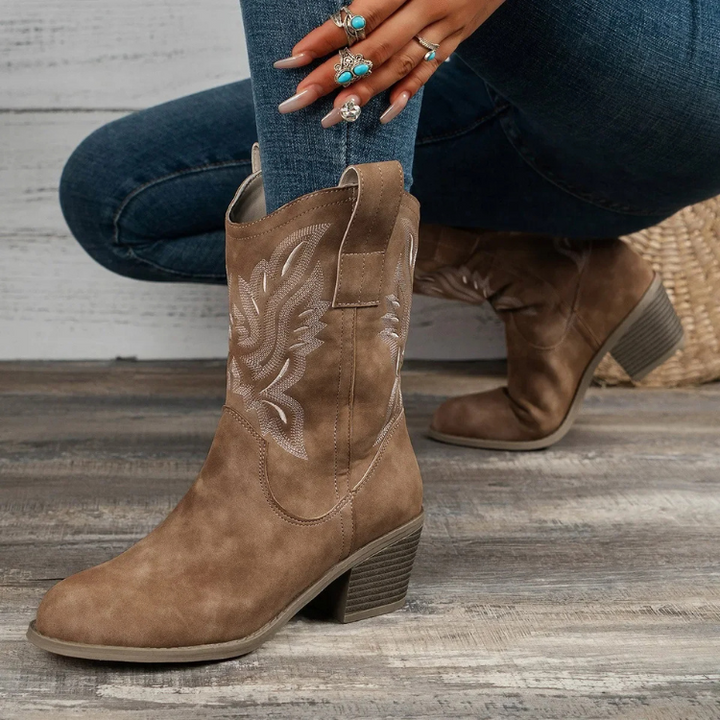 CALORA_ Texas | Enkelhoge Cowboy Laarzen Dames