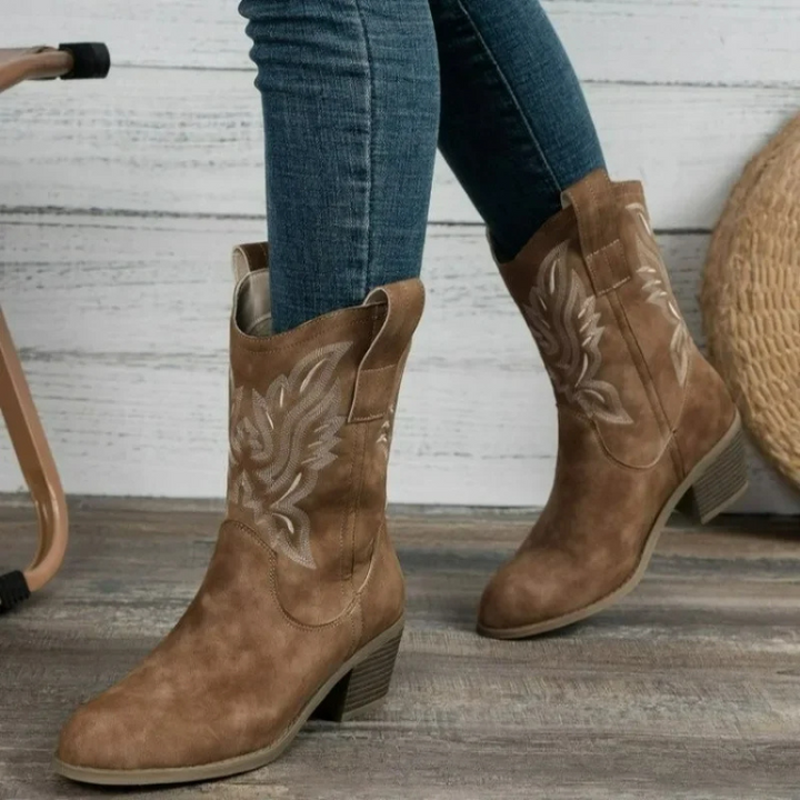 CALORA_ Texas | Enkelhoge Cowboy Laarzen Dames