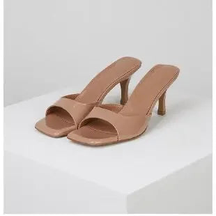 CALORA_ Trendy Dames Slippers met Vierkante Neus en Dunne Hakken